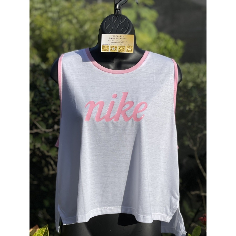 Nike Dri-FIT Running Tank Top Women's XL White Pink DJ0946-100 NWT